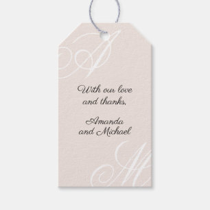 Rosa Modern Minimal Elegant Monogram Bröllop Presentetikett