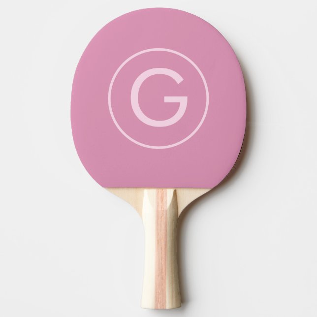 Rosa Modern Minimal Monogram Girly-Personlig Pingisracket (Framsidan)