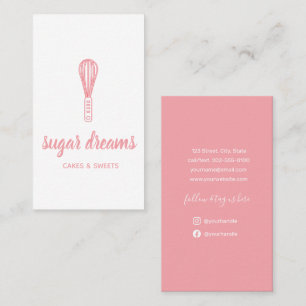Rosa Modern minimalisit Whisk Bakery Visitkort