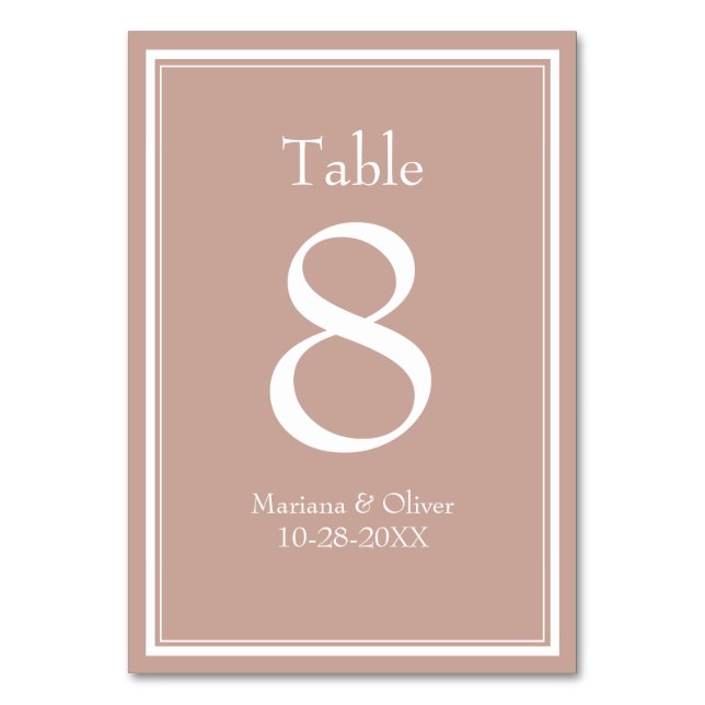 Rosa Modern Minimalist Bröllop Bordsnummer (Framsidan)