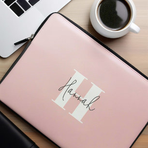 Rosa Modern Minimalist Monogramme Laptop Fodral