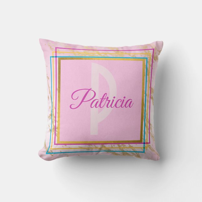 Rosa Modern minimalist Univeralist Girly Monogram  Kudde (Framsida)