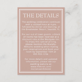 Rosa Modern Minimalistisk Bröllop Tilläggskort