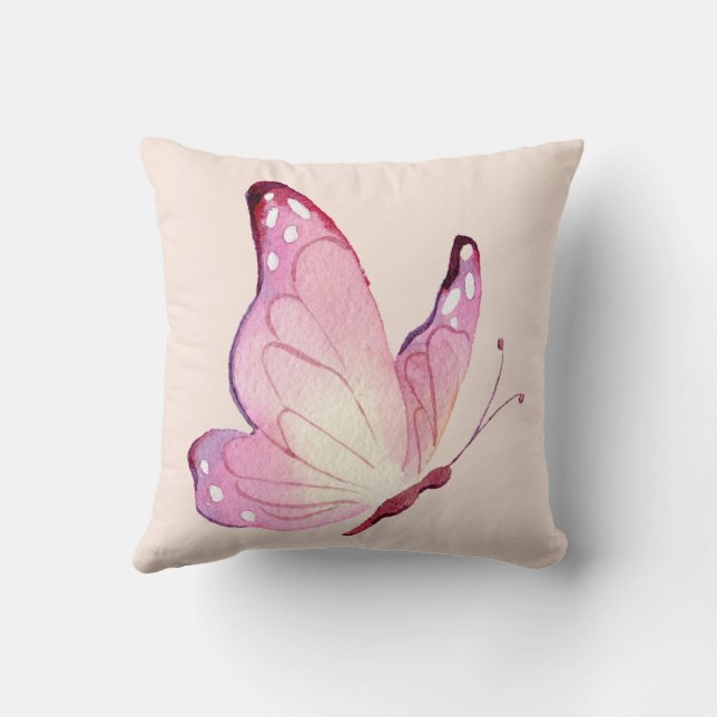 Rosa Modern minimalistisk fjäril Kudde (Baksida)