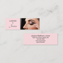 Rosa Modern Minimalistisk Foto Makeup Ögonfransar Mini Visitkort