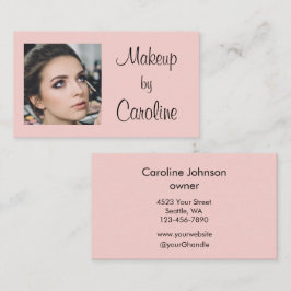 Rosa Modern Minimalistisk Foto Makeup  Visitkort