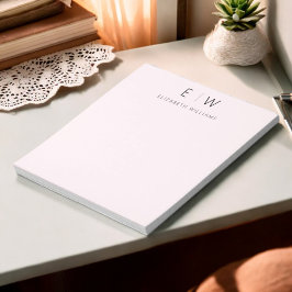  Rosa Modern minimalistisk monogram Namn Anteckningsblock