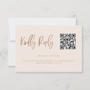  Rosa Modern minimalistisk QR-kod för Bröllop OSA Kort