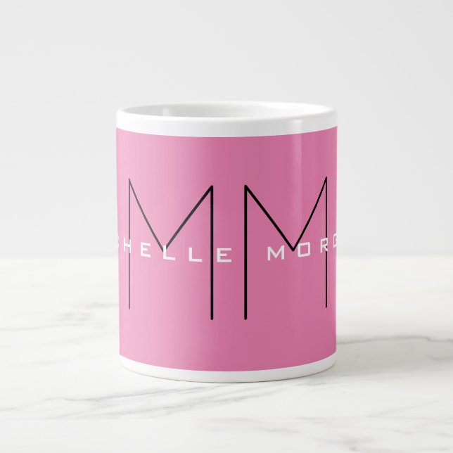 Rosa Modern, modernt, minimalistiskt Namn Initiale Jumbo Mugg (Framsidan)