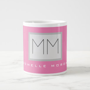 Rosa Modern, modernt, minimalistiskt Namn Initiale Jumbo Mugg