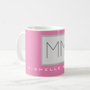 Rosa Modern, modernt, minimalistiskt Namn Initiale Kaffemugg