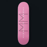 Rosa Modern, modernt, minimalistiskt Namn Initiale Mini Skateboard Bräda 18,5 Cm<br><div class="desc">Trendig Modern Anpassa Professionell Enkel design. Du kan enkelt redigera information om produkten.</div>