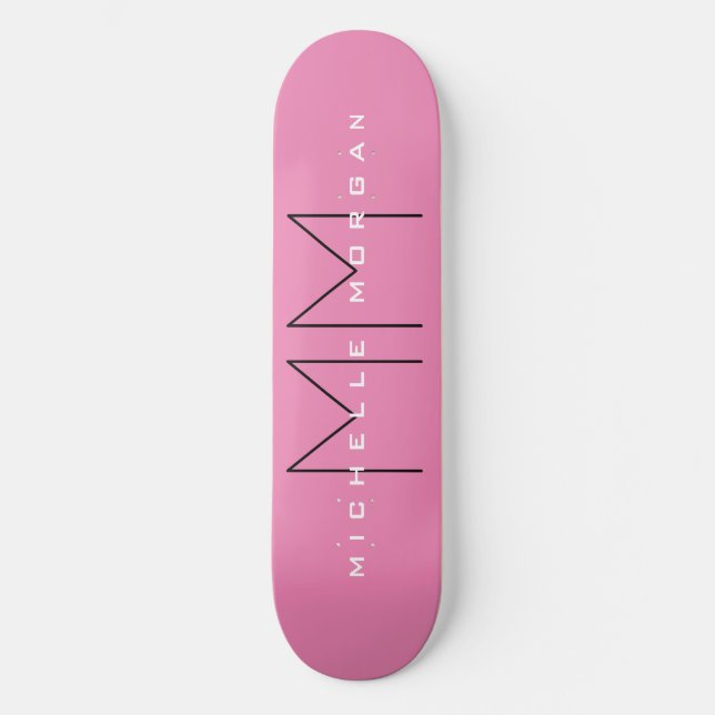 Rosa Modern, modernt, minimalistiskt Namn Initiale Mini Skateboard Bräda 18,5 Cm (Framsida)