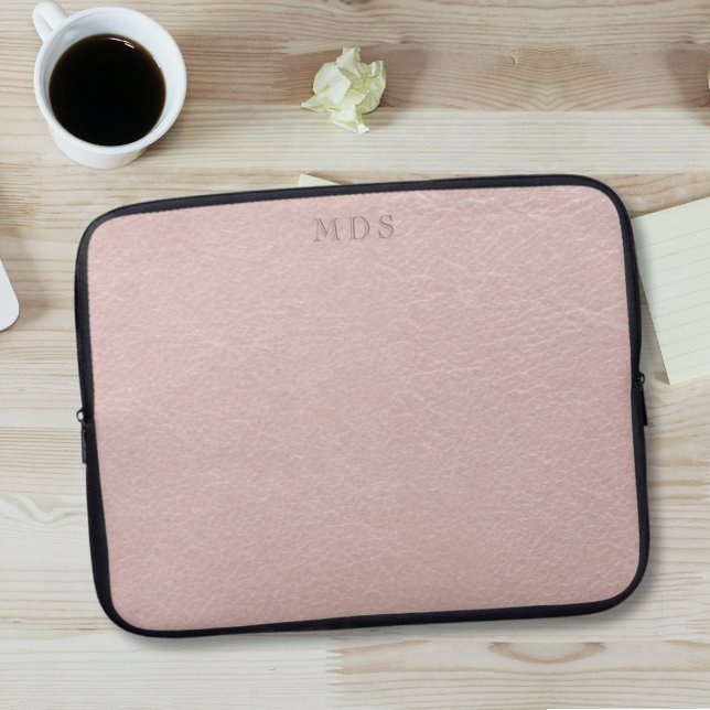  Rosa Modern Monogram Laptop sleeve (Just add your initials to this elegant faux leather look laptop sleeve)