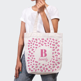 Rosa Modern Monogram Namn Initial Tote Bag Tygkasse