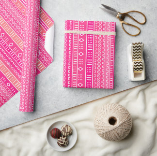 Rosa Modern Mudcloth Tribal Wrapping Papper Presentpapper