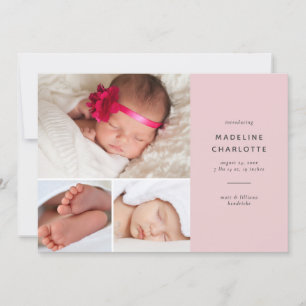 Rosa Modern multifoto Birth i Flicka Meddelande