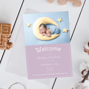 Rosa Modern Photo Birth Notice Meddelande