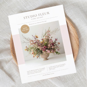 Rosa Modern Photo Blommigt Business Marknadsföri Flygblad
