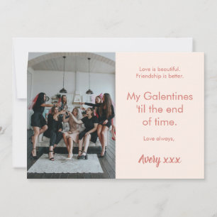 Rosa Modern Photo Vänskap Galentine's Day Card Julkort