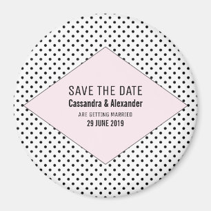 Rosa Modern Polka dots Spara datum Magnet