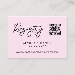 Rosa modern QR-kod anpassad bröllopspresentregistr Tilläggskort