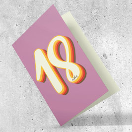 Rosa Modern Retro Groovy artonde 18:e födelsedagen Kort