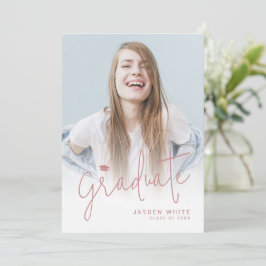 Rosa modern script 4 fotoexamen examensbevis inbjudningar