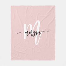  Rosa Modern Script Girly Monogram Namn