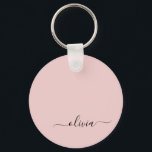 Rosa Modern Script Girly Monogram Namn Nyckelring<br><div class="desc">Svart och  Rosa Enkel  Monogram Namn nyckelringar (Nyckelring). Det gör perfekten söt 16-årsjubileum,  bröllop,  möhippa,  årsdag,  babydusch eller bachelorette-fest för någon som glam lyxen och chic stilar i kärlek.</div>