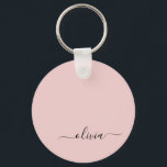 Rosa Modern Script Girly Monogram Namn Nyckelring<br><div class="desc">Svart och  Rosa Enkel  Monogram Namn nyckelringar (Nyckelring). Det gör perfekten söt 16-årsjubileum,  bröllop,  möhippa,  årsdag,  babydusch eller bachelorette-fest för någon som glam lyxen och chic stilar i kärlek.</div>