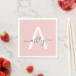 Rosa Modern Script Girly Monogram Namn Pappersservett<br><div class="desc">Lägg till lite elegans till alla firande med dessa personlig blöjor, med ett modernt rosa monogram. Den snygga kombinationen av det fetstilta inledande och skriptteckensnittet skapar en slående bild som kompletterar alla särskilda tillfällen - från möhippor till chic. Oavsett om du planerar en sofistikerad soirée eller lägger till en personlig...</div>