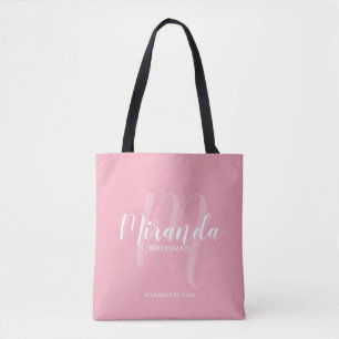 Rosa Modern Script Personlig Bridesmaider Tygkasse