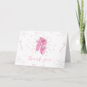 Rosa Modern Snöflinga Ballerina Bebis Shower Tack Kort