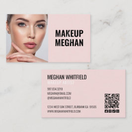 Rosa Modern Social Icon QR-kod Foto Makeup Visitkort