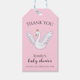 Rosa Modern Sweet Princess Svan Baby Shower Presentetikett