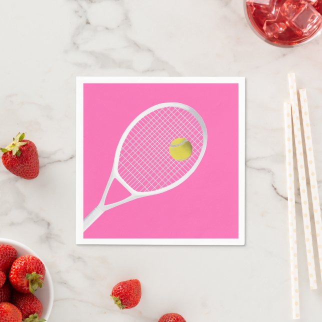 Rosa Modern Tennis Boll White Racket Pappersservett (Insitu)