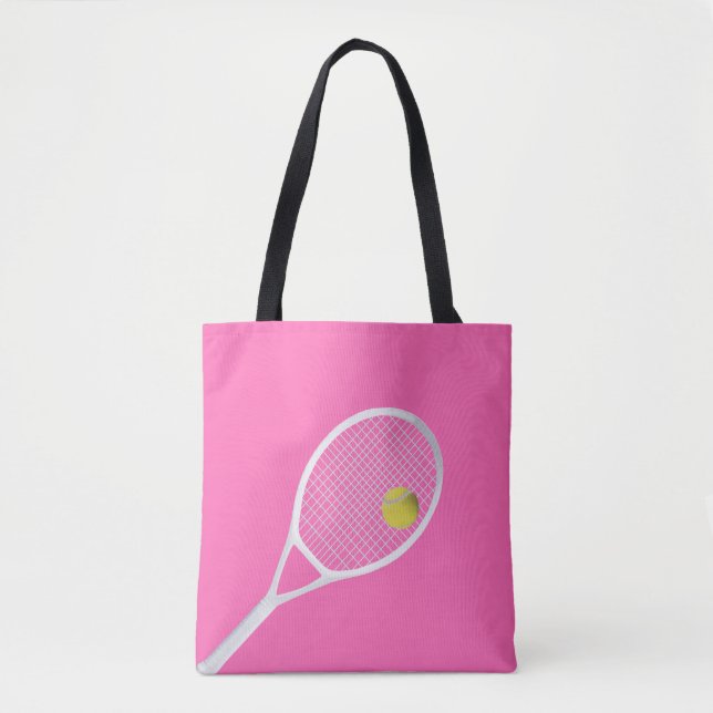 Rosa Modern Tennis Boll White Racket Tygkasse (Framsida)
