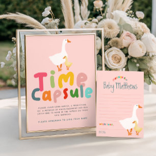 Rosa modern tids kapsel skylt för baby shower med