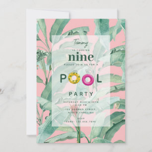 Rosa Modern Tropical Banana Handflatan Lämnar föde Inbjudningar