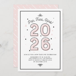 Rosa Modern Typografi 2022 Nyårsafton Fest Inbjudningar