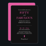 rosa Modern typografi i 50:e Födelsedagsfesten Inbjudningar<br><div class="desc">Fira i stil med det här trendiget och unika 50-årsinbjudningar, perfekt för 50 och Fabulous firande! Den här moderna designen har fet rosa och svart typografi på en slimmad svart bakgrund och skapar en contemporary men ändå enkelt utseende. På baksidan visas en matchande rosa för en snyggt som avslutas. Anpassa...</div>