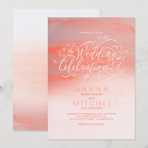 Rosa modern typografibröllopsinbjudningar för inbjudningar