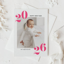 Rosa Modern Typography Gott nytt år 2022 Photo Helg Vykort
