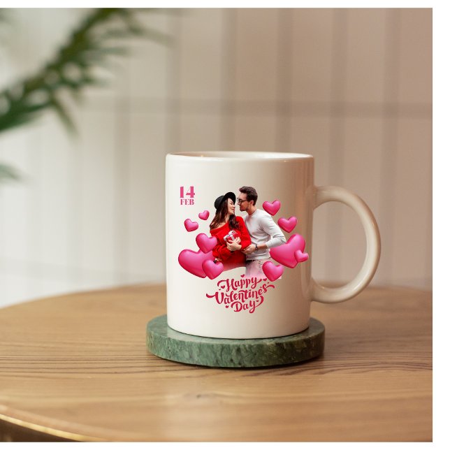 rosa modern valentindag Två-Tonad mugg (red white modern valentine day mug)