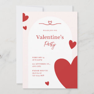 Rosa Modern Valentines day Party Inbjudningar