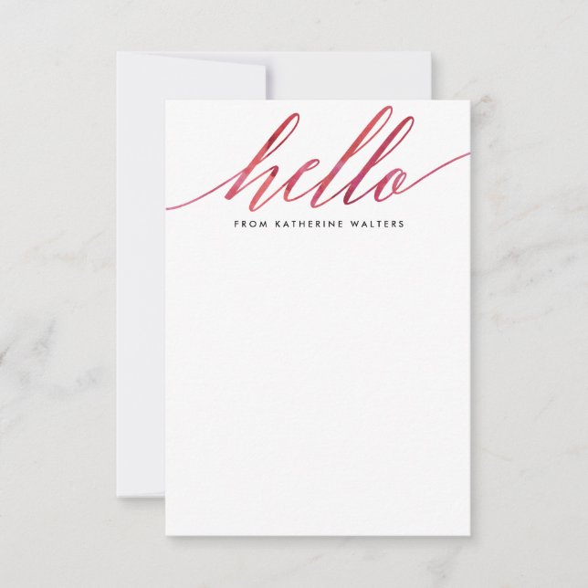 Rosa Modern Watercolor Calligraphy Stationery Anteckningskort (Framsida)