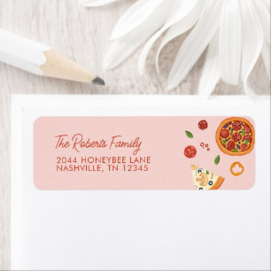 Rosa Modern Watercolor Pizza Returadress Etikett