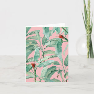 Rosa Modern Watercolor Tropical Banana Handflatan  Kort