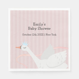 Rosa Modern Whimsical Princess Svan Baby Shower Pappersservett
